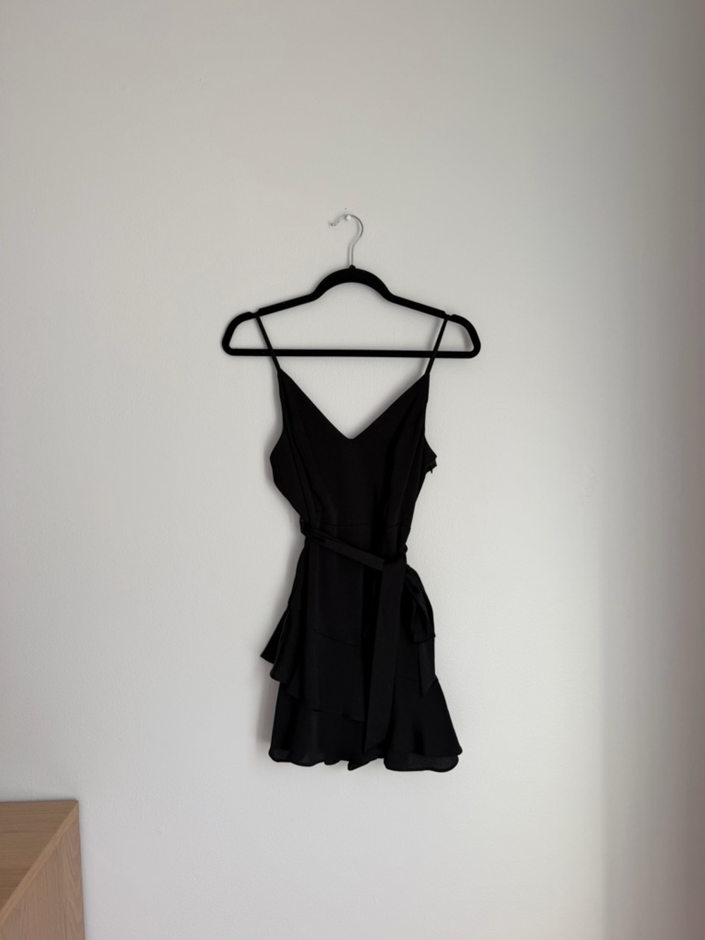Express Black Silky Ruffle Romper
